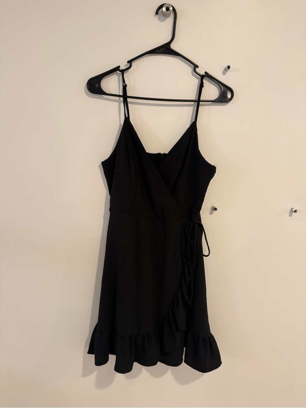 Altar'd State Black Spaghetti-Strap Wrap Mini Dress